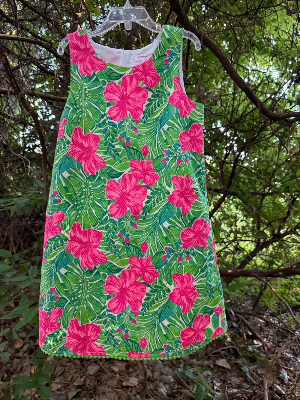 Girls Tommy Bahama Hibiscus Holiday Tropical Dress with Pink Floral Print